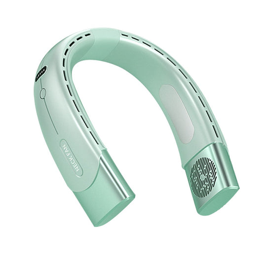 5 Speed Hanging Neck Fan Wearable Bladeless Fan USB Rechargeable Cooling Fan - Green