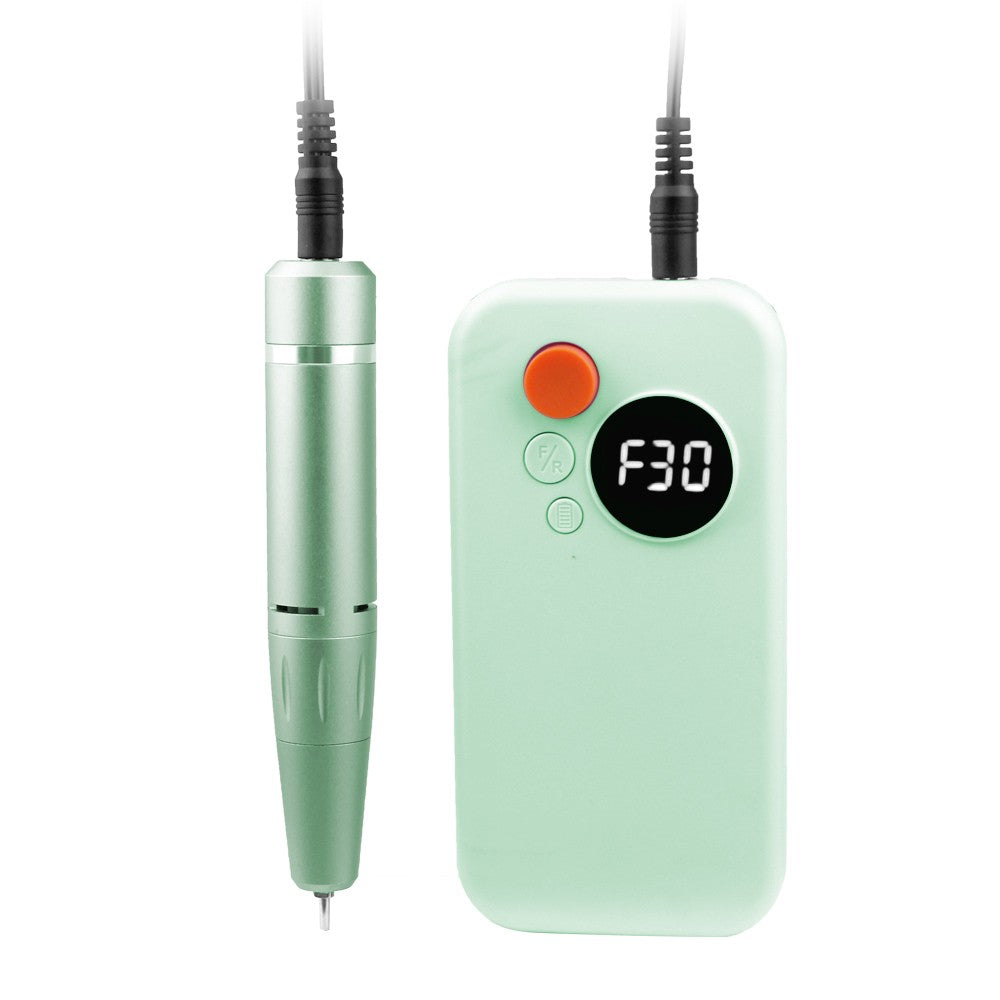 Electric Nail Drill with 6 Metal Drill Bits Portable Nail File Kit - Green