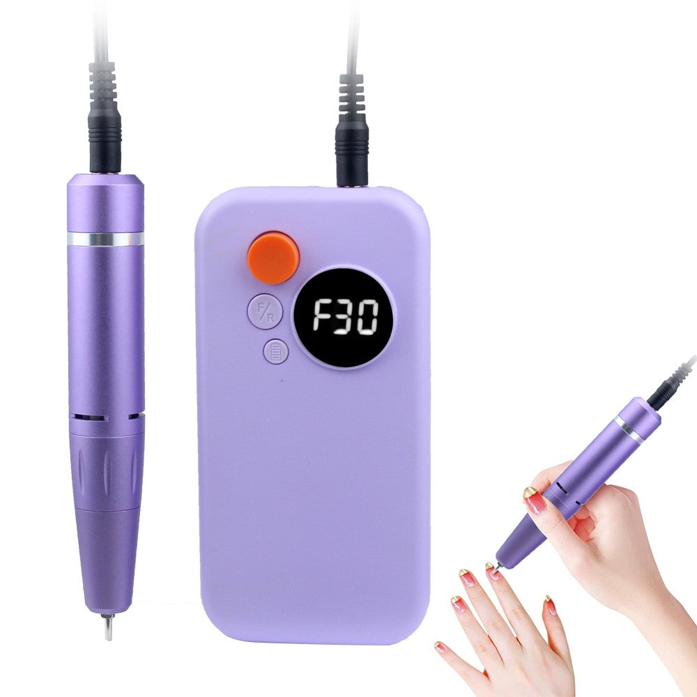 Electric Nail Drill with 6 Metal Drill Bits Portable Nail File Kit - Purple