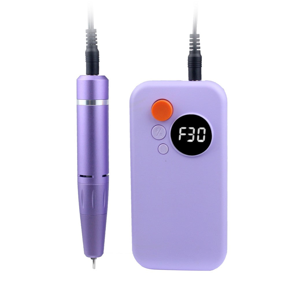 Electric Nail Drill with 6 Metal Drill Bits Portable Nail File Kit - Purple
