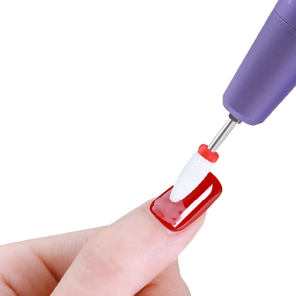 Electric Nail Drill with 6 Metal Drill Bits Portable Nail File Kit - Purple