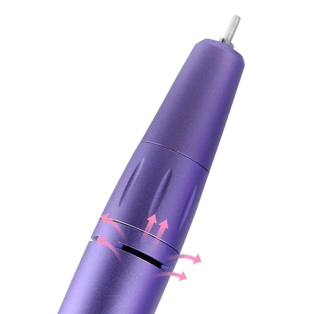 Electric Nail Drill with 6 Metal Drill Bits Portable Nail File Kit - Purple