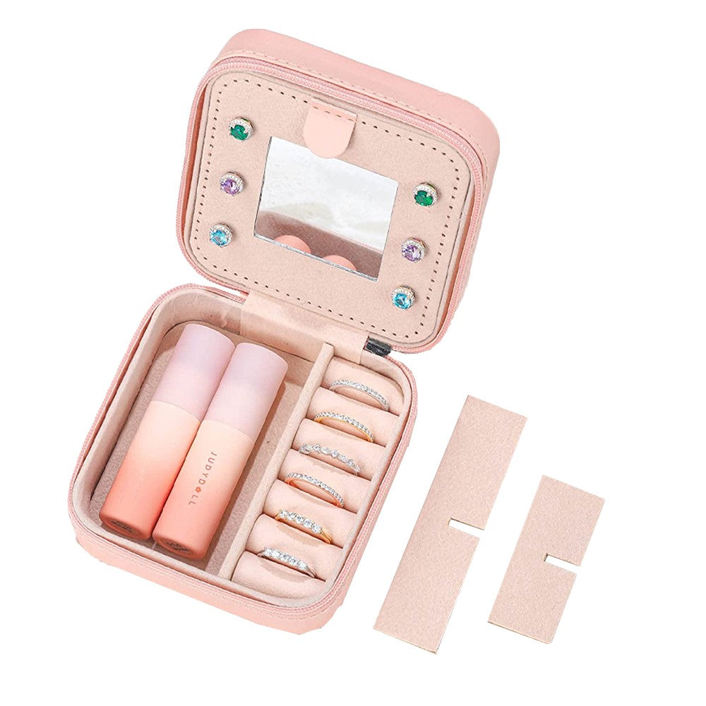 U Initial Letter Travel Jewelry Box Jewelry Case Jewelry Organiser with Mirror