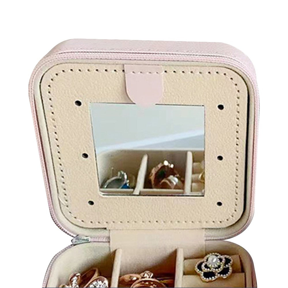 J Initial Letter Travel Jewelry Box Jewelry Case Jewelry Organiser with Mirror