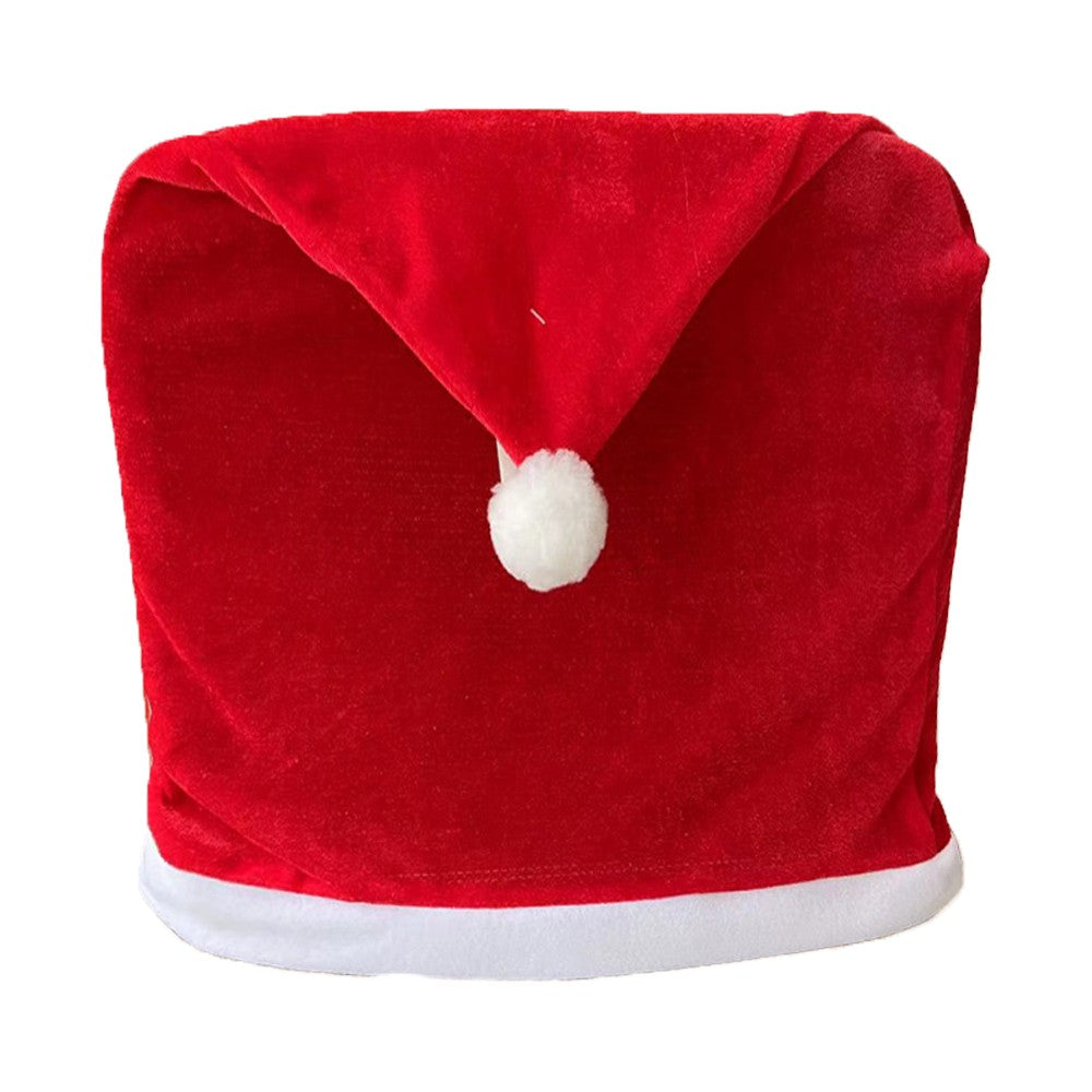 12xChristmas Chair Cover Red Santa Claus Hat Dining Chair Cover