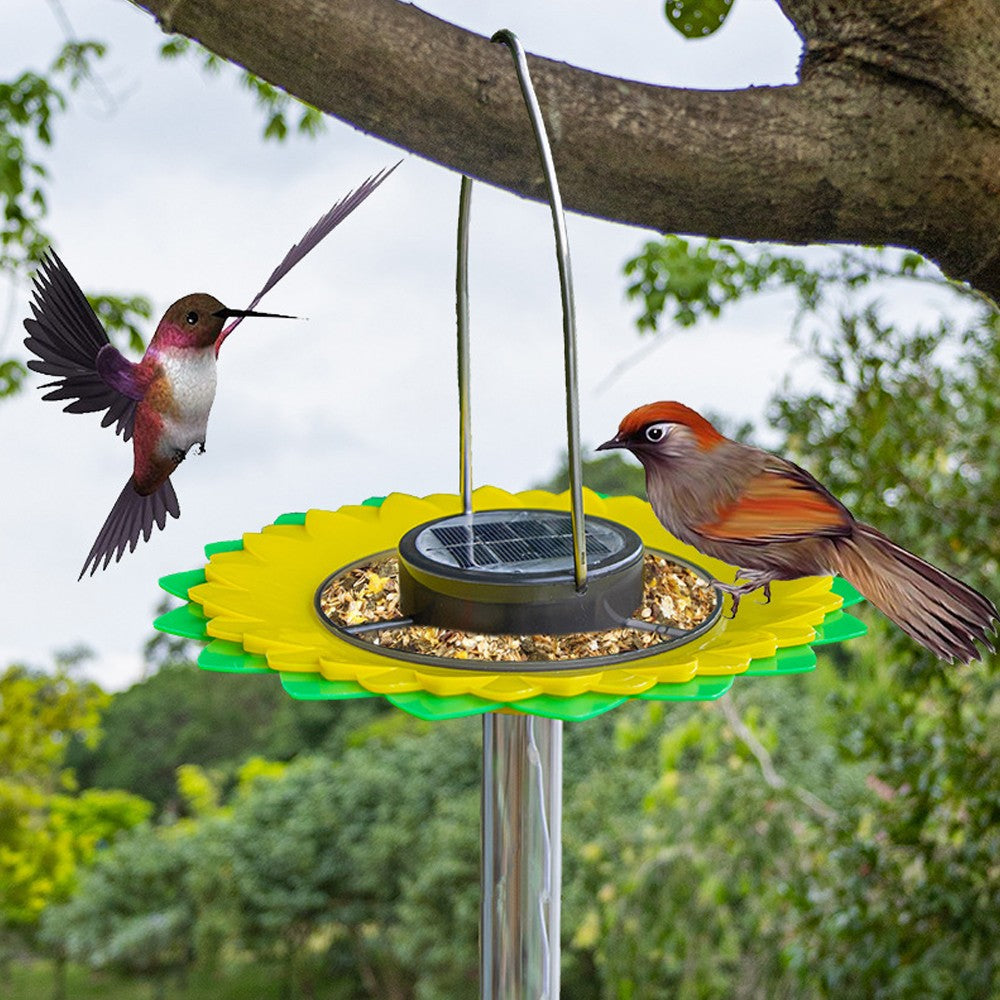 1Pc Solar Light Bird Feeder Hanging Wild Bird Feeder Garden Yard Ground Lamp