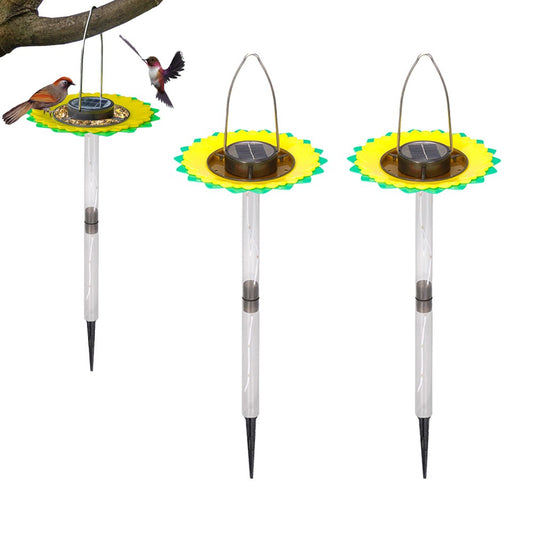2Pcs Solar Light Bird Feeder Hanging Wild Bird Feeder Garden Yard Ground Lamp