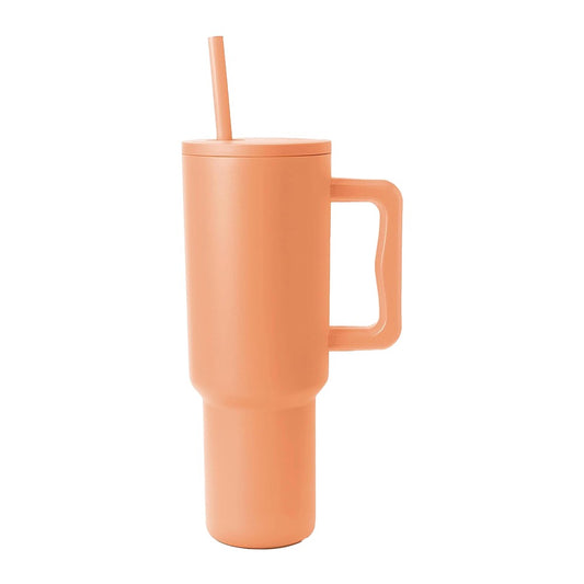 40oz Stainless Steel Tumbler Insulated Cup with Straw and Lid - Orange