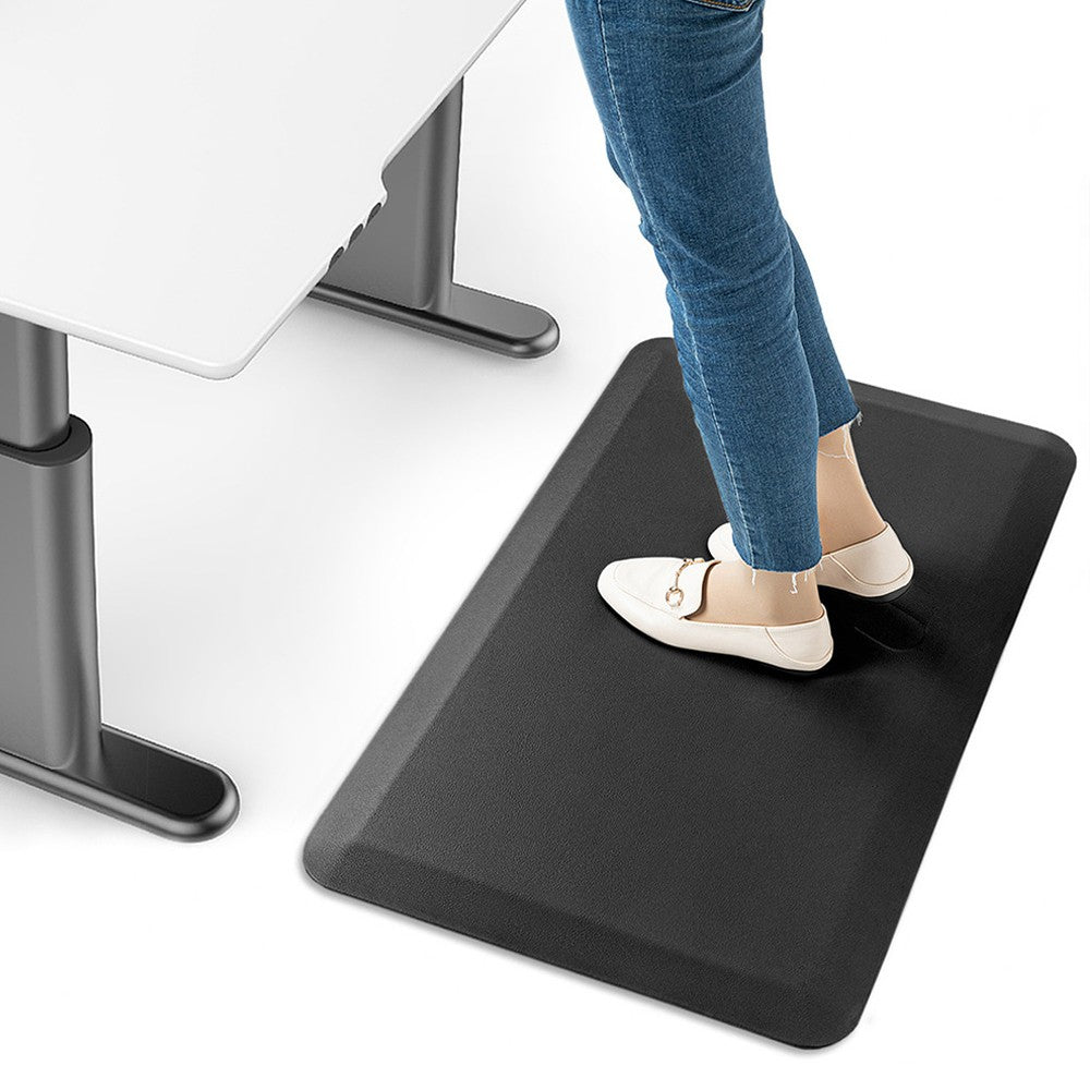 120x44cm Kitchen Floor Mat 12mm Thick Cushioned Anti-Fatigue Mat Laundry Room Anti-slip PVC Mat - Black