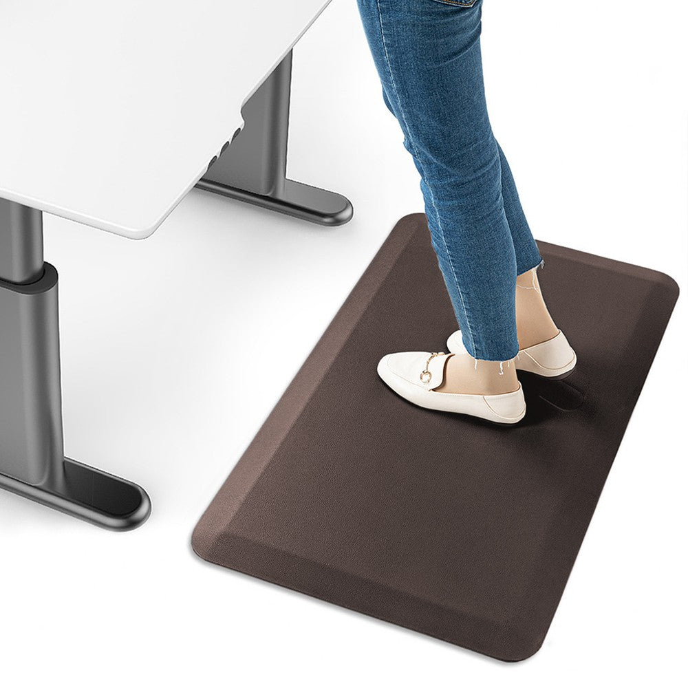 120x44cm Kitchen Floor Mat 12mm Thick Cushioned Anti-Fatigue Mat Laundry Room Anti-slip PVC Mat - Coffee