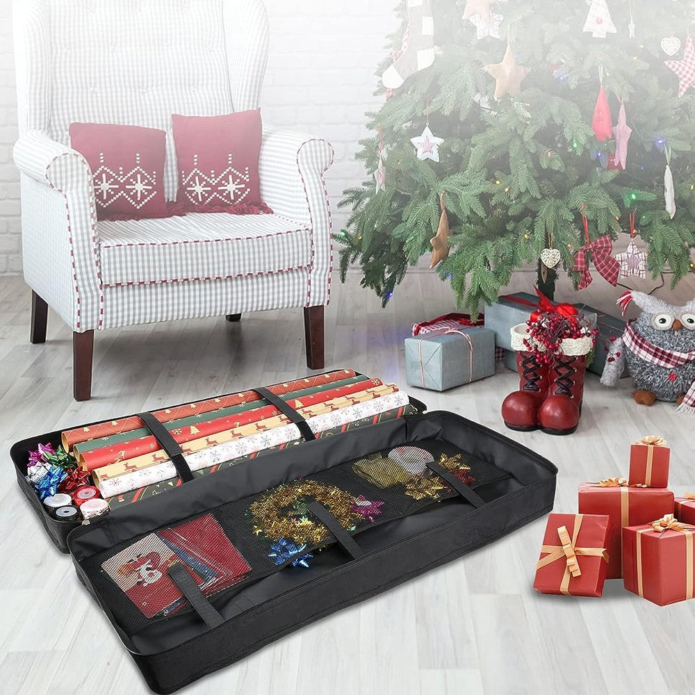 Wrapping Paper Storage Bag Oxford Cloth Christmas Bows Ribbons Organizer Underbed Storage Bag - L