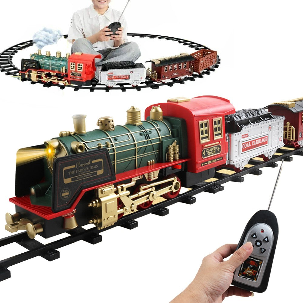 Electric Steam Train Set with Sound and Light
