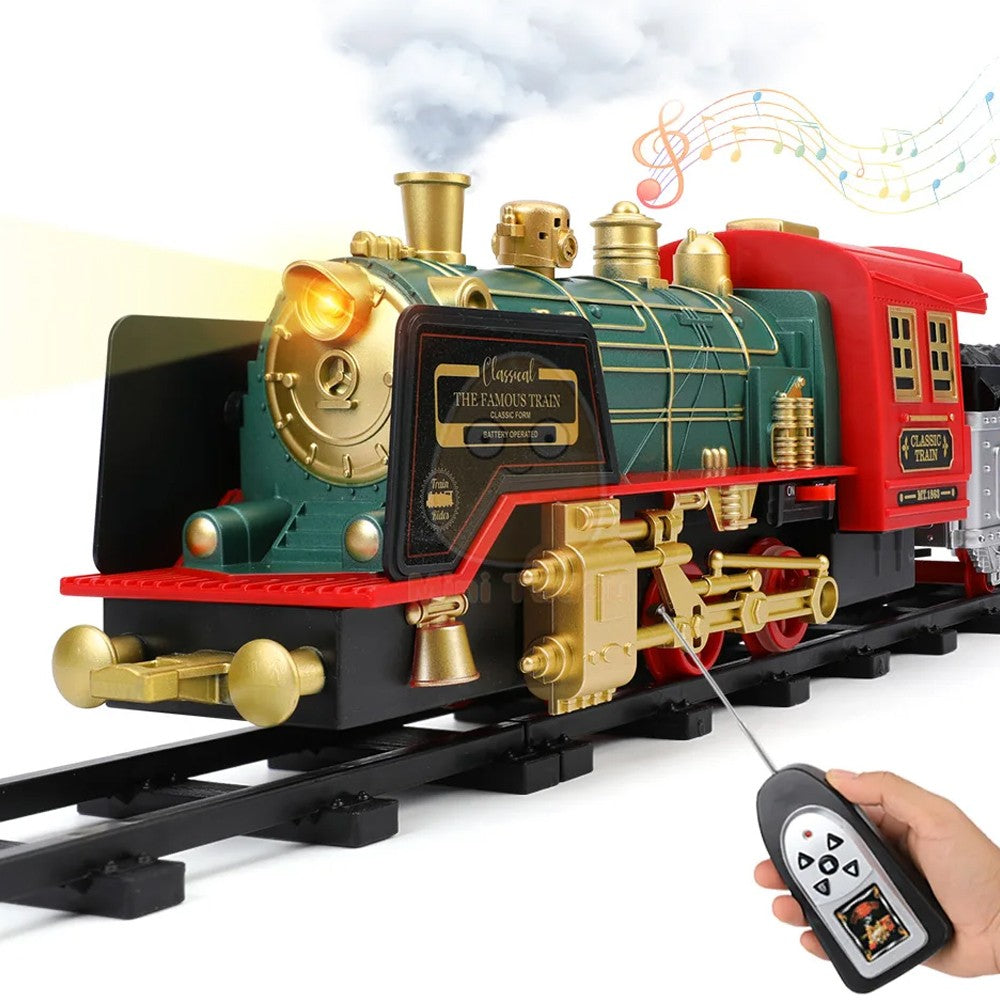 Electric Steam Train Set with Sound and Light