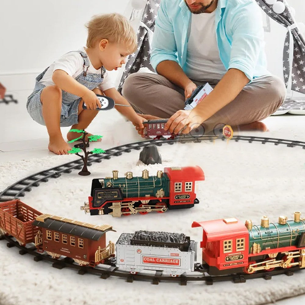 Electric Steam Train Set with Sound and Light