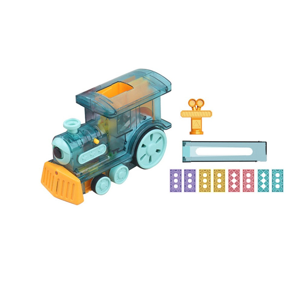 Automatic Domino Laying Train Set with 80Pcs Domino Blocks - Blue Train
