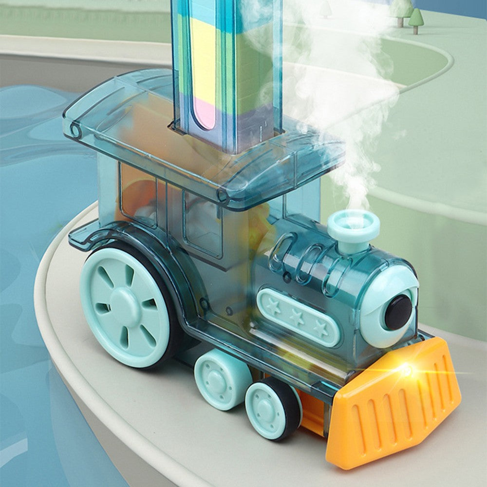 Automatic Domino Laying Train Set with 80Pcs Domino Blocks - Blue Train