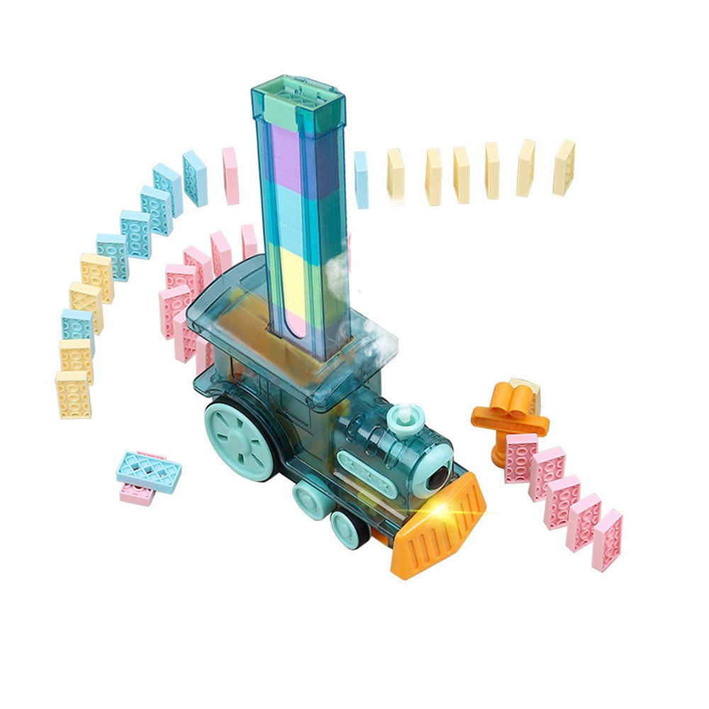 Automatic Domino Laying Train Set with 80Pcs Domino Blocks - Blue Train