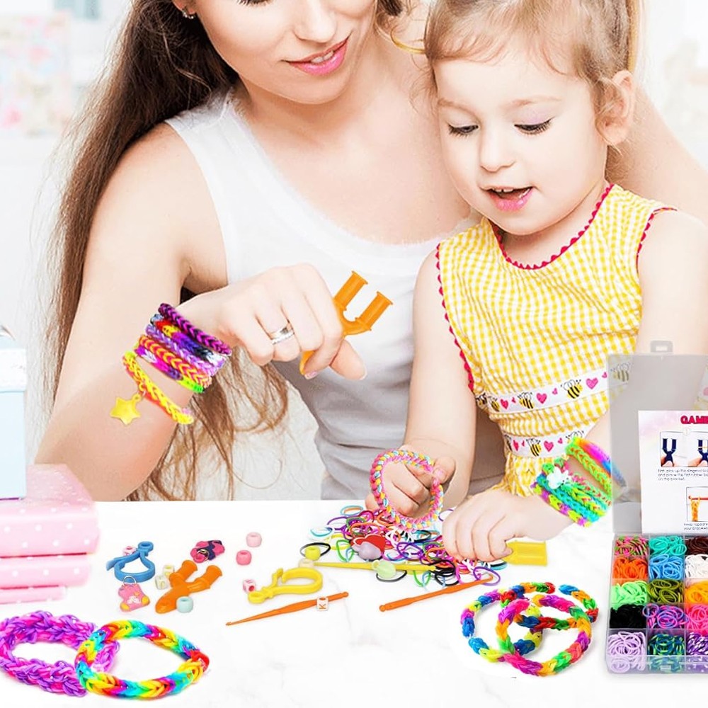 2 X Colorful Loom Bands Kit DIY Rubber Band Bracelet Making Kit with Storage Box