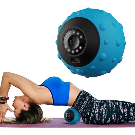 5 Speed Vibrating Massage Ball Electric Massager Muscle Relax Massage Roller - Blue