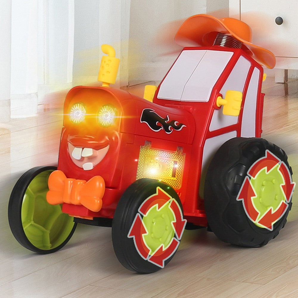 Remote Control Dancing Stunt Car Crazy Jumping Car Kids Wireless RC Car Toy with Light Music - Red
