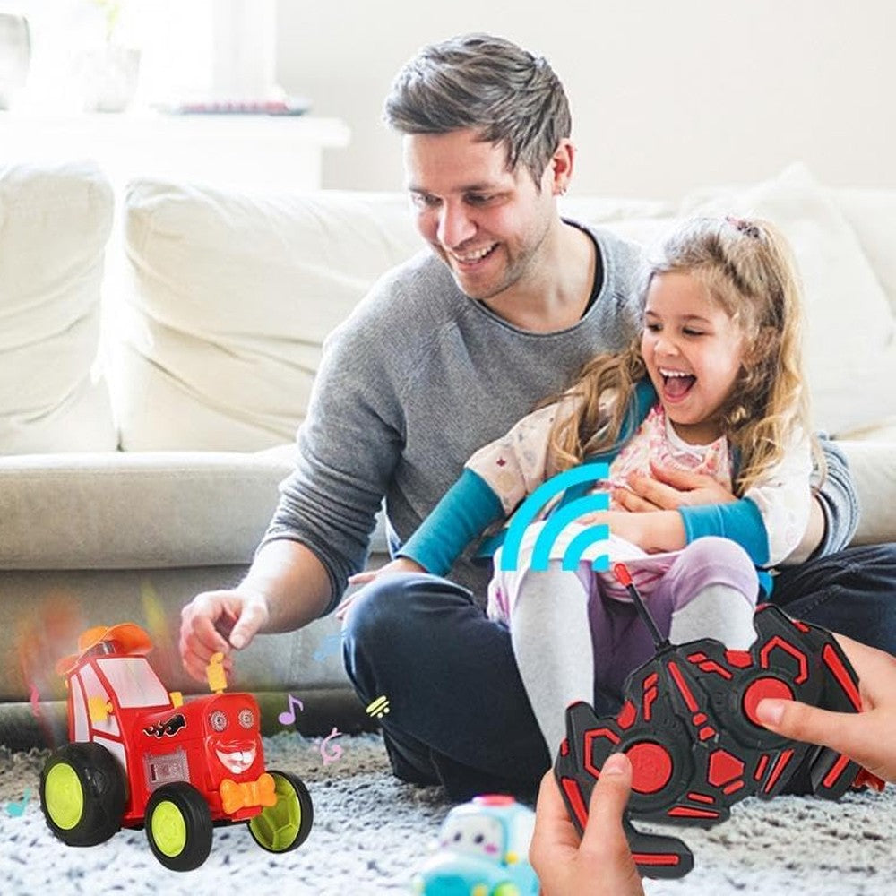 Remote Control Dancing Stunt Car Crazy Jumping Car Kids Wireless RC Car Toy with Light Music - Red