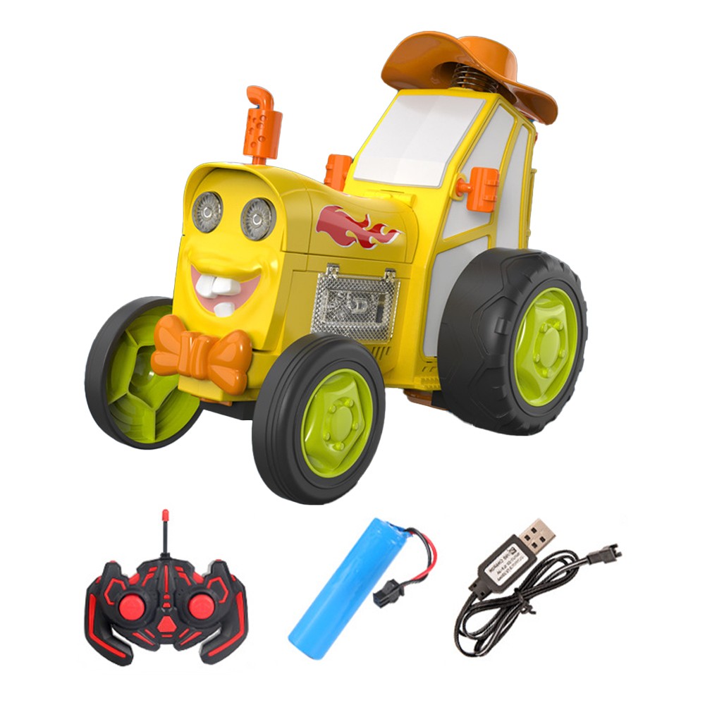 Remote Control Dancing Stunt Car Crazy Jumping Car Kids Wireless RC Car Toy with Light Music - Yellow