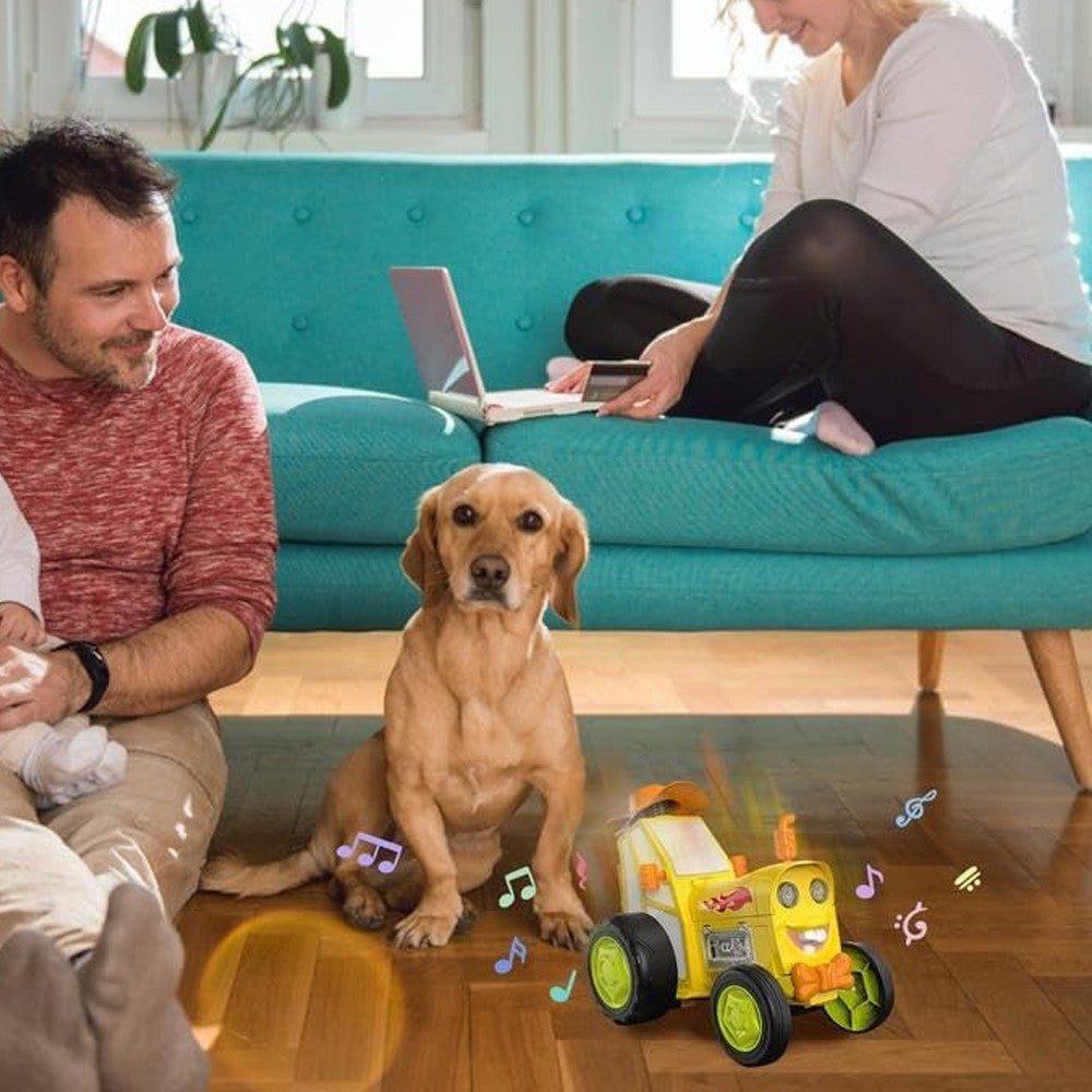 Remote Control Dancing Stunt Car Crazy Jumping Car Kids Wireless RC Car Toy with Light Music - Yellow