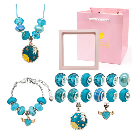 16Pcs DIY Bracelet Making Kit Kids Charm Bracelet Jewelry Craft Set - Blue