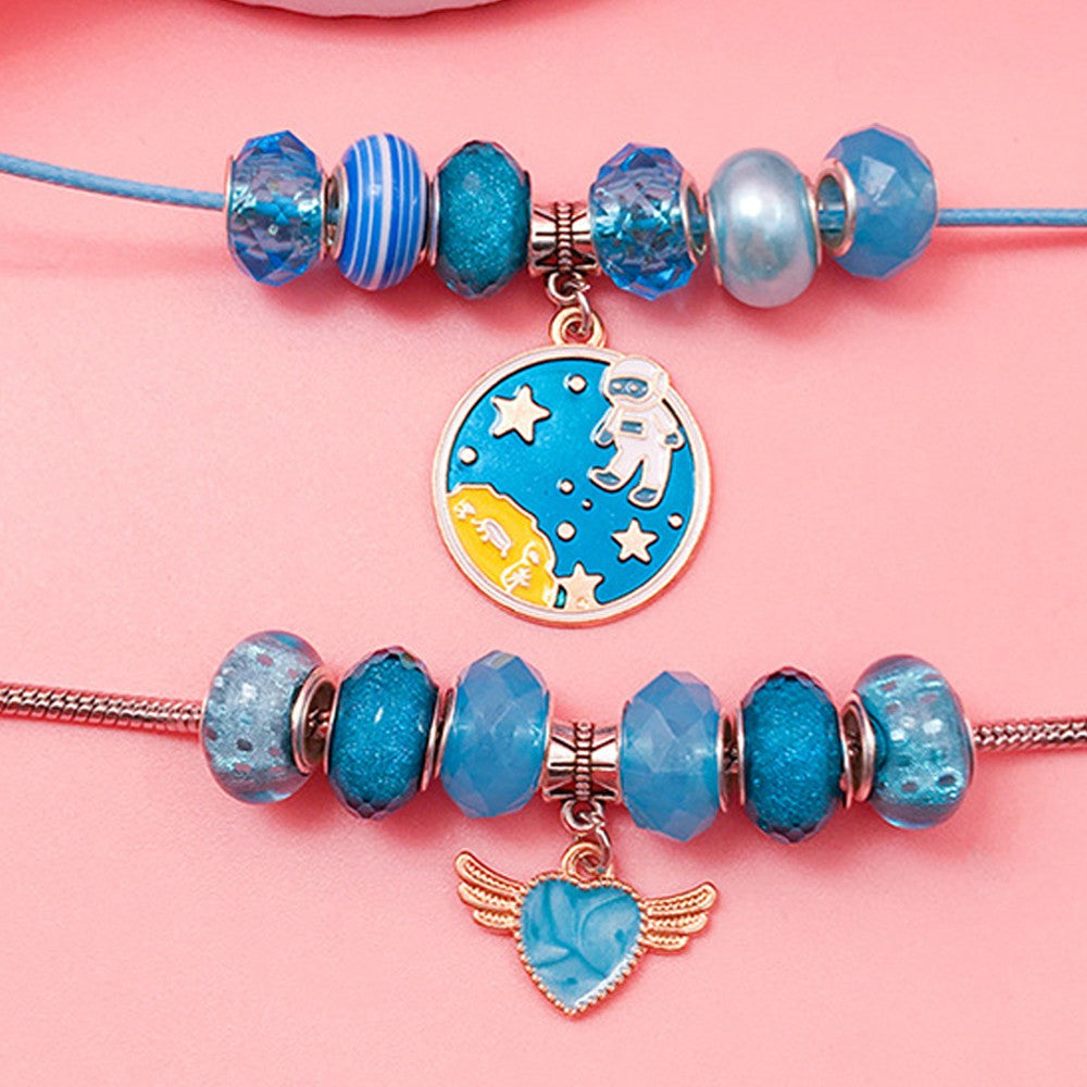 16Pcs DIY Bracelet Making Kit Kids Charm Bracelet Jewelry Craft Set - Blue