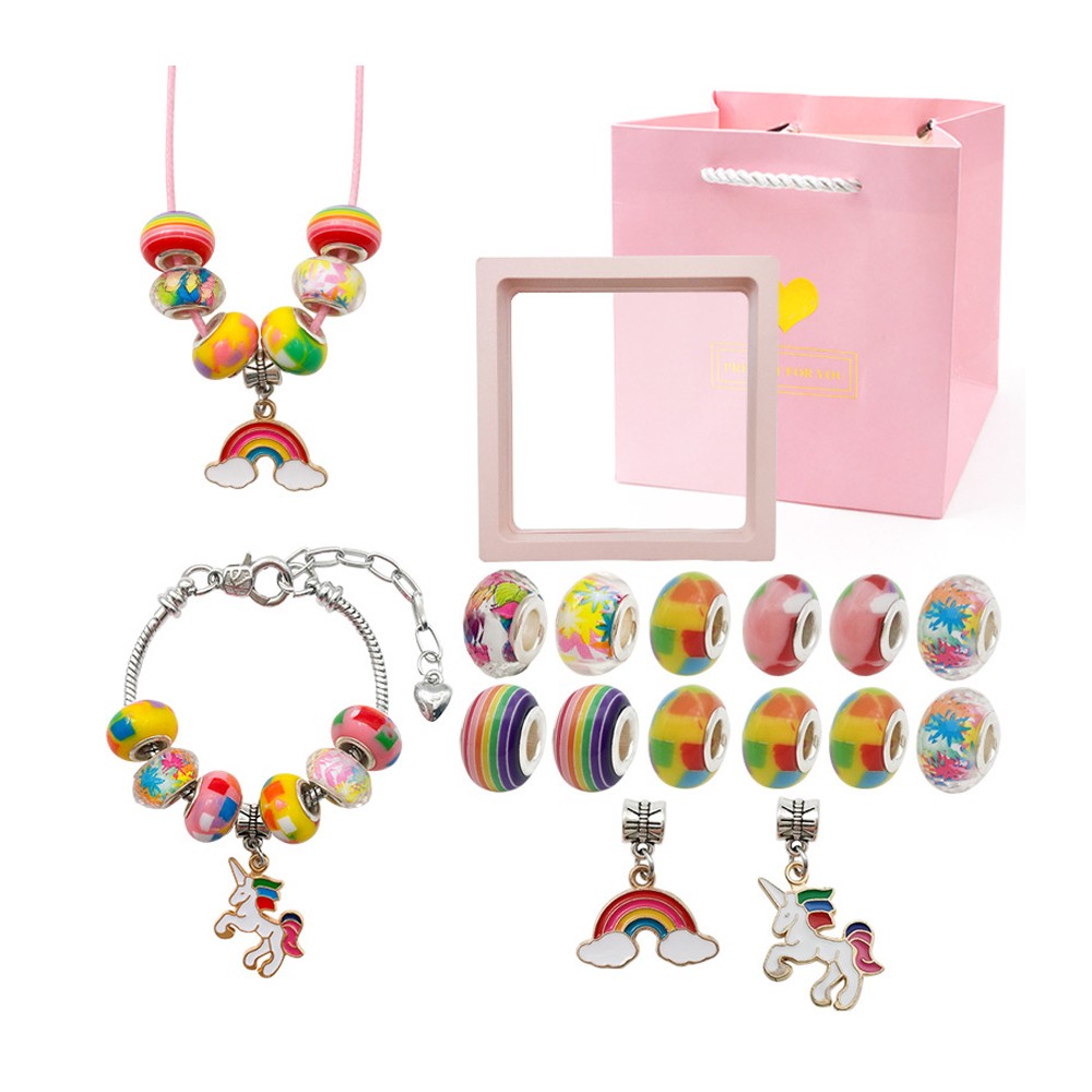 16Pcs DIY Bracelet Making Kit Kids Charm Bracelet Jewelry Craft Set - Multicolor