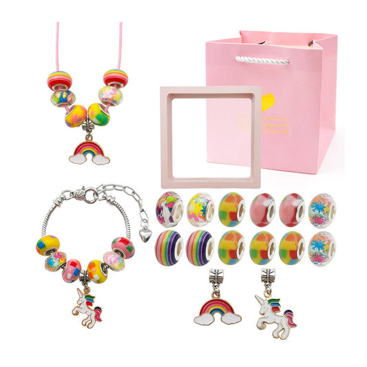 16Pcs DIY Bracelet Making Kit Kids Charm Bracelet Jewelry Craft Set - Multicolor