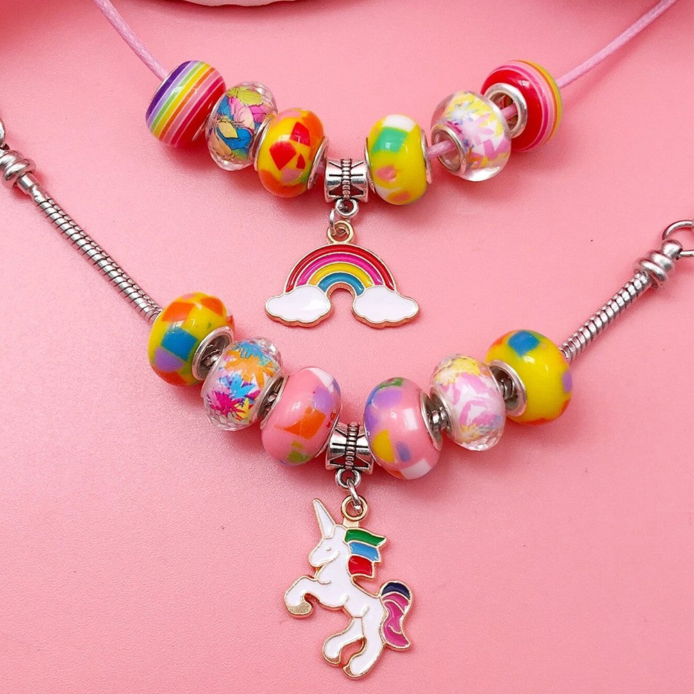 16Pcs DIY Bracelet Making Kit Kids Charm Bracelet Jewelry Craft Set - Multicolor