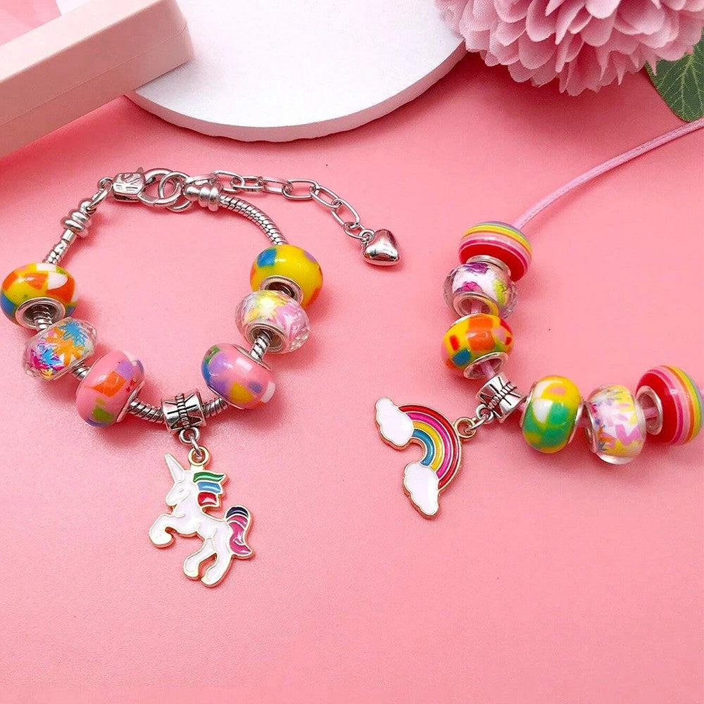 16Pcs DIY Bracelet Making Kit Kids Charm Bracelet Jewelry Craft Set - Multicolor