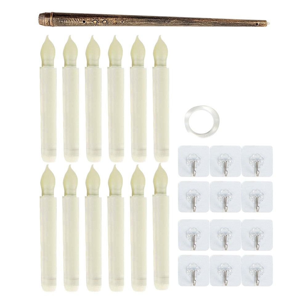 12Pcs LED Floating Candle Lights with Magic Wand Remote - Warm White Light