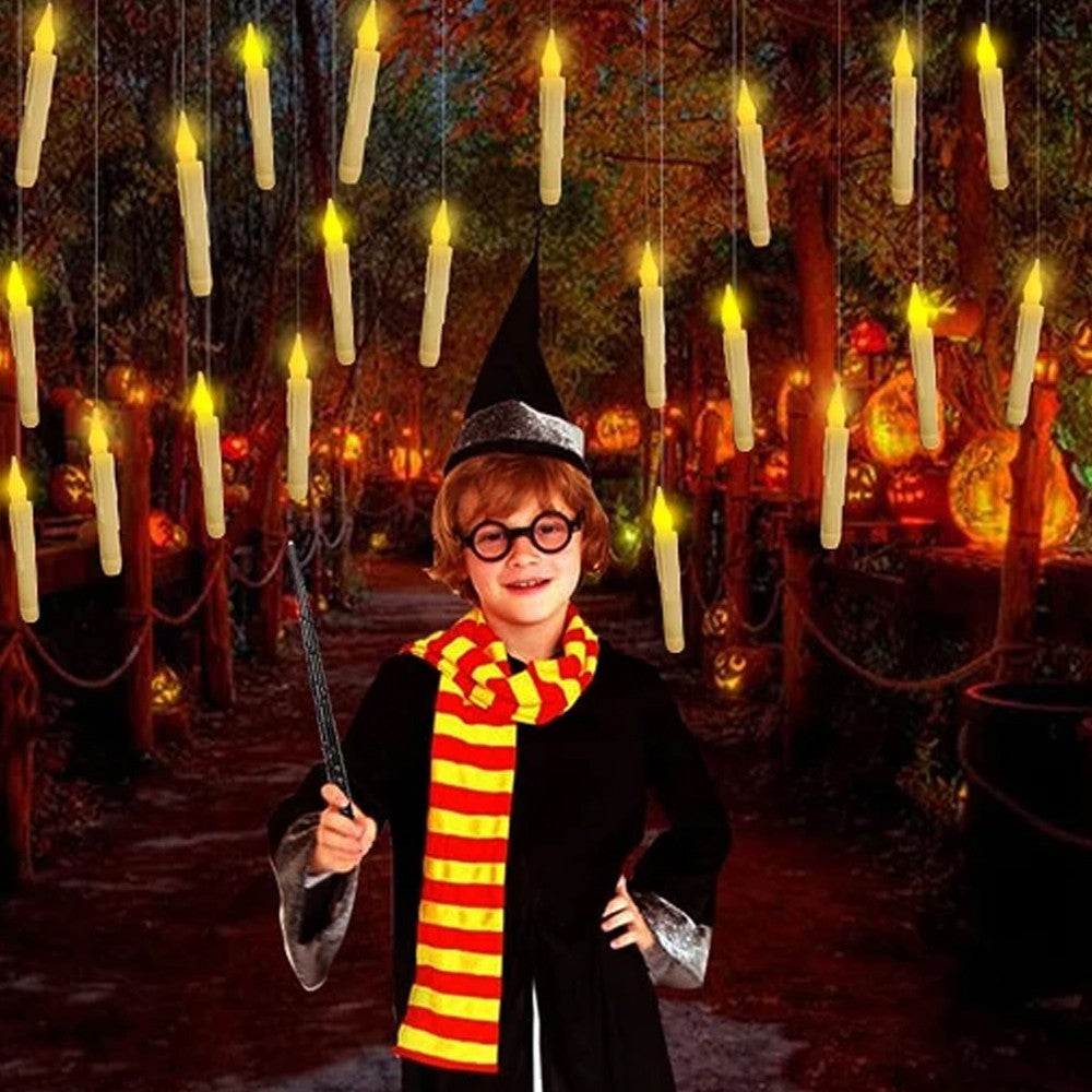 12Pcs LED Floating Candle Lights with Magic Wand Remote - Warm White Light