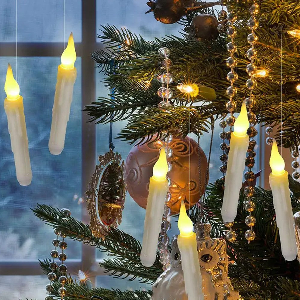 12Pcs LED Floating Candle Lights with Magic Wand Remote - Warm White Light