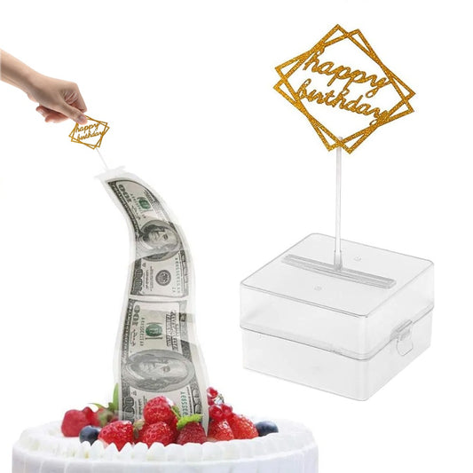 Cake Money Pulling Box Happy Birthday Cake ATM Dispenser Box Pull Out Kits