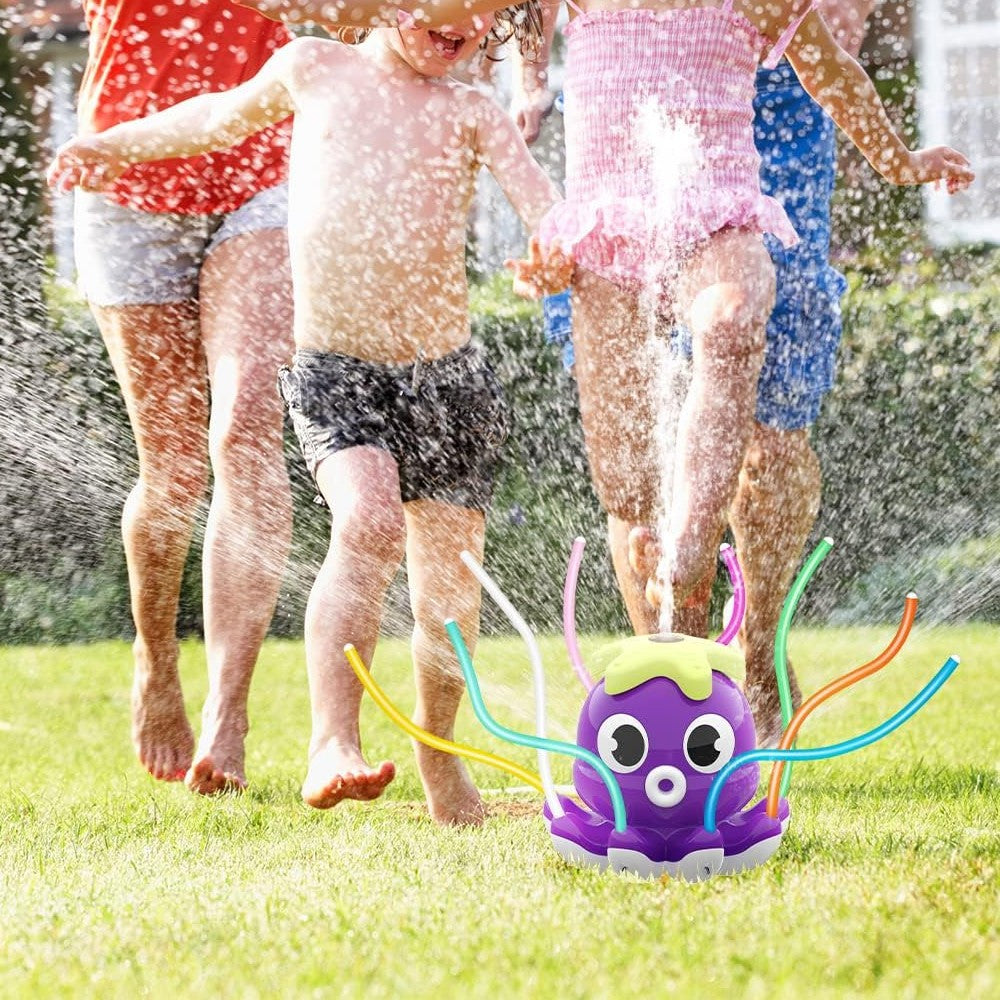 Outdoor Water Spray Sprinkler Funny Octopus Sprinkler Toys Yard Game - Purple