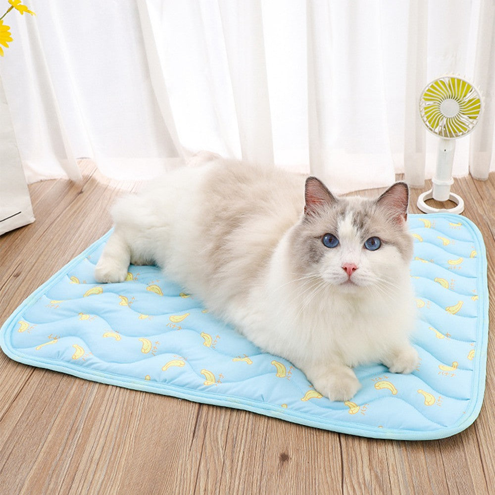 100x70cm Pet Cooling Mat Breathable Ice Sleeping Pad for Cats Dogs - Blue