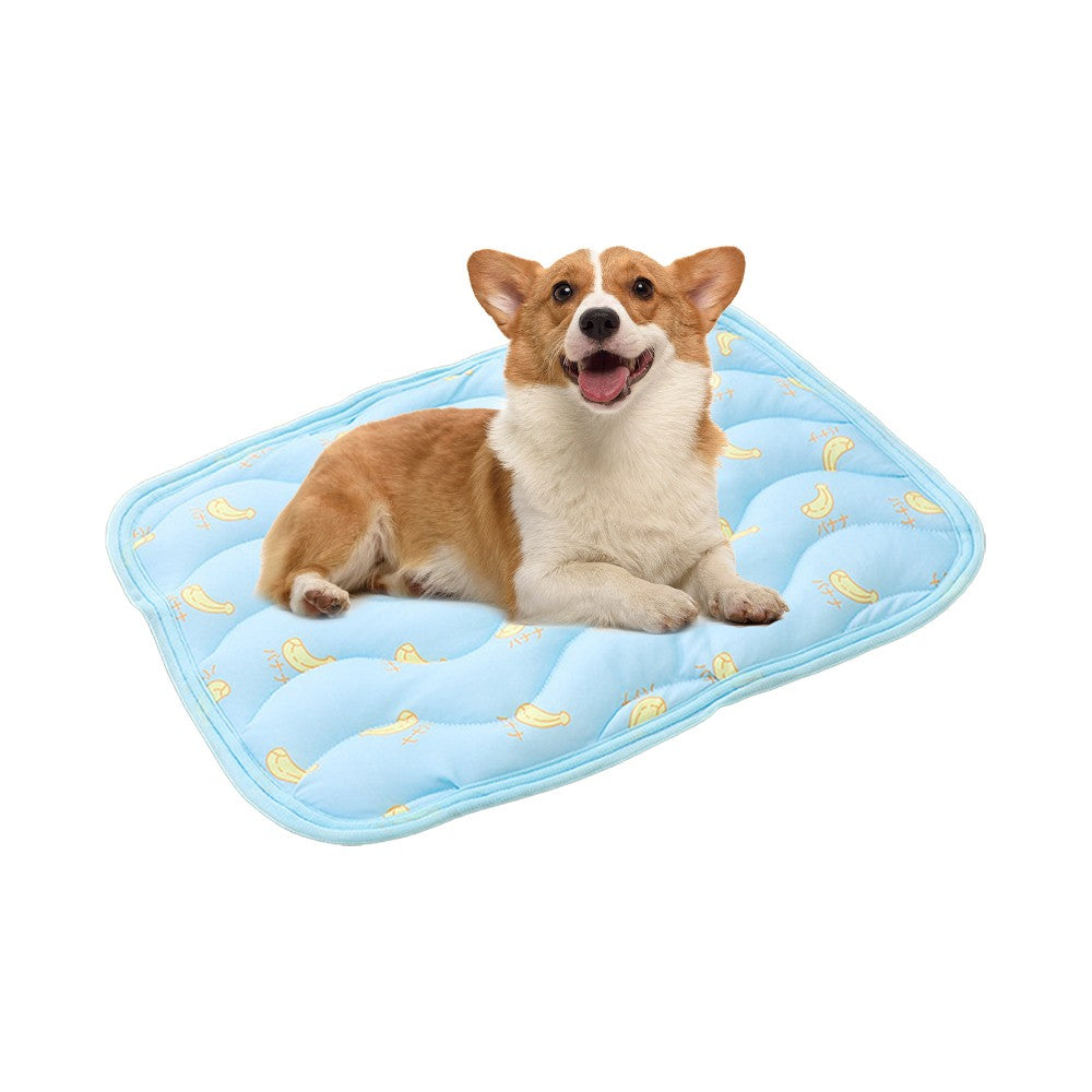 100x70cm Pet Cooling Mat Breathable Ice Sleeping Pad for Cats Dogs - Blue