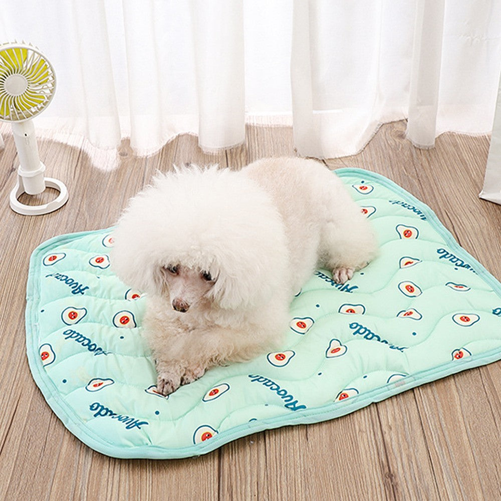 70x55cm Pet Cooling Mat Breathable Ice Sleeping Pad for Cats Dogs - Green