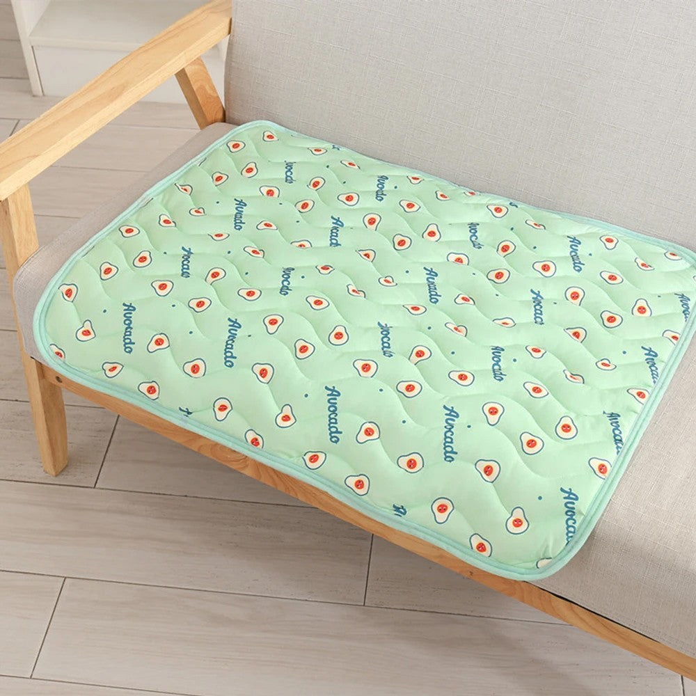 100x70cm Pet Cooling Mat Breathable Ice Sleeping Pad for Cats Dogs - Green
