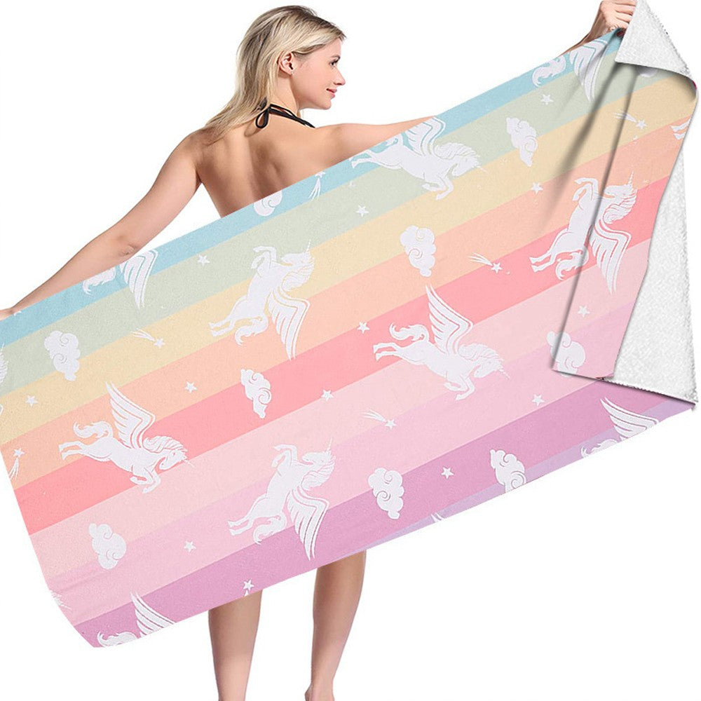 100x180cm Unicorn Print Beach Towel Soft Microfiber Shower Towels - Style 2