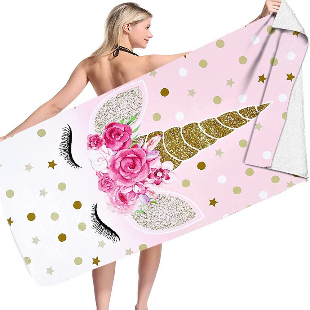 100x180cm Unicorn Print Beach Towel Soft Microfiber Shower Towels - Style 3