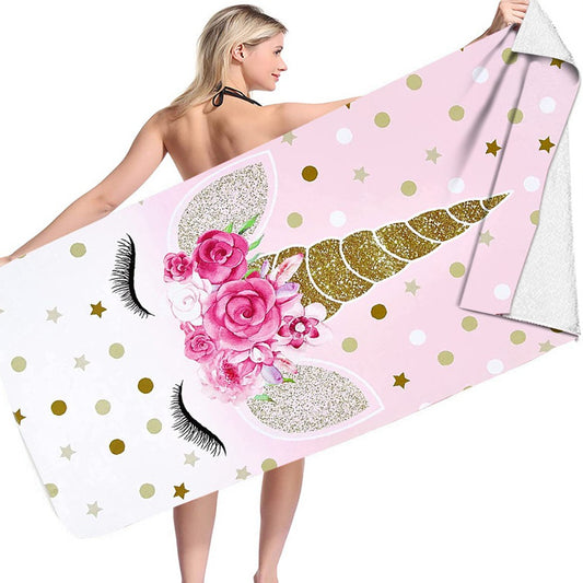 100x180cm Unicorn Print Beach Towel Soft Microfiber Shower Towels - Style 3