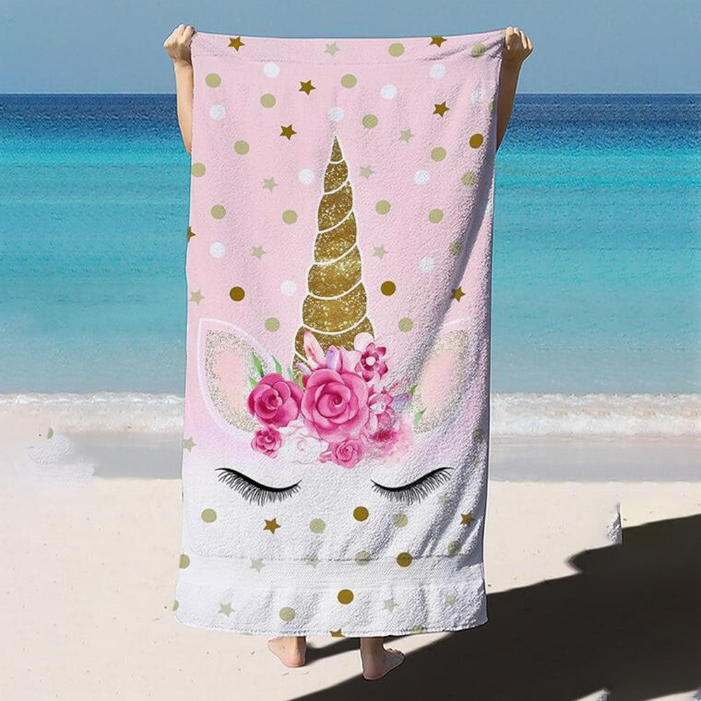 100x180cm Unicorn Print Beach Towel Soft Microfiber Shower Towels - Style 3