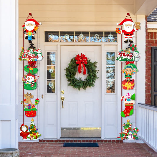 Christmas Porch Hanging Sign Xmas Door Banner Wall Hanging Decoration - Style 3