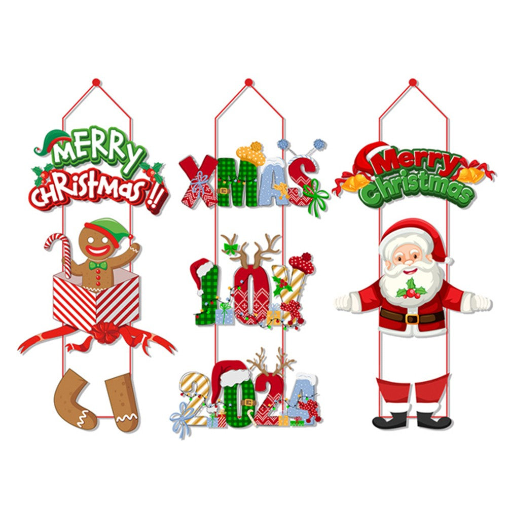 3 Sets of Christmas Door Hanging New Year Party Decoration Xmas Home Decoration