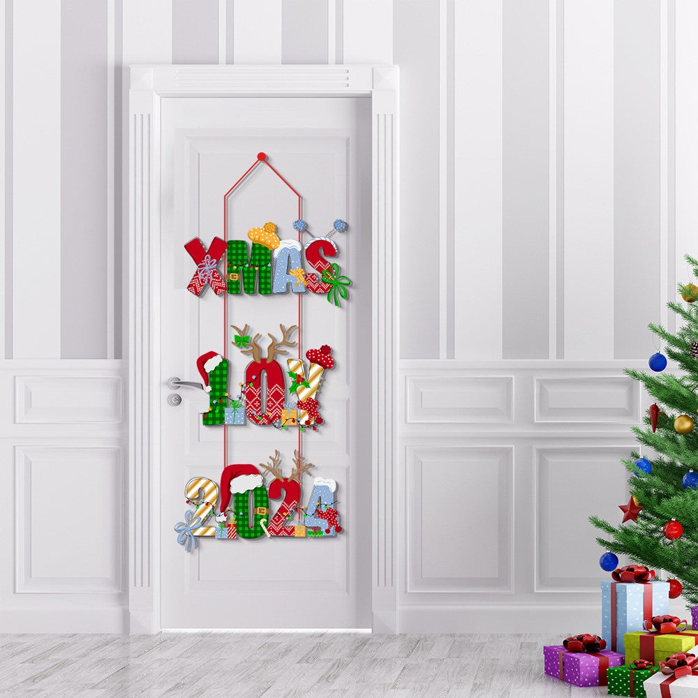 3 Sets of Christmas Door Hanging New Year Party Decoration Xmas Home Decoration