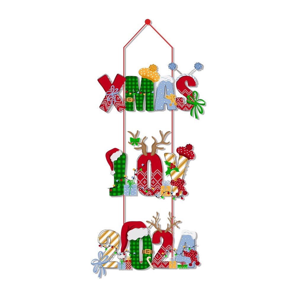 3 Sets of Christmas Door Hanging New Year Party Decoration Xmas Home Decoration